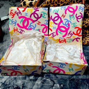 Chanel gift boxes 2 with Chanel gift paper. Used condition.